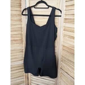 All In Motion Women's Black Brushed Sculpt Rib Short Active Bodysuit  XL